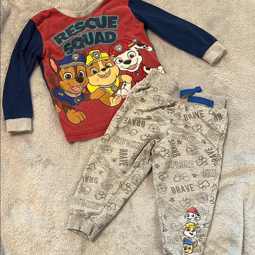 2T Paw Patrol Rescue Squad long sleeve t-shirt and sweatpants set